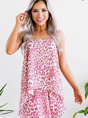 Pink Leopard Print Tank and Swing Shorts